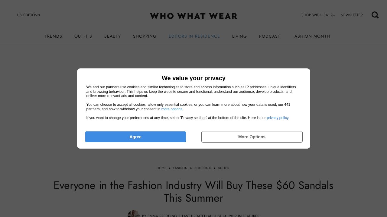 Screenshot of Who What Wear coverage: Teva Sandals: The Unlikely It Shoes of 2019